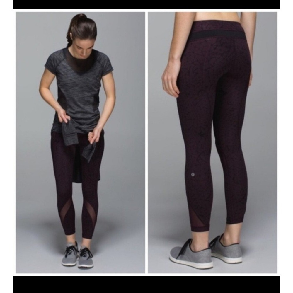 Lululemon Inspire Tight II Luxtreme Mesh Star Crushed‎ Black Cherry Women Size 6